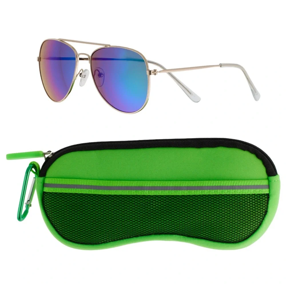 Pan Oceanic eyeSQUARED Boys Reflective Aviator Sunglasses and Case Set